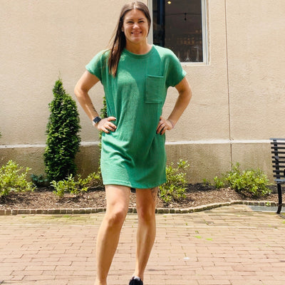 Kelly Green Ribbed Mini Dress