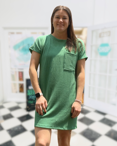 Kelly Green Ribbed Mini Dress