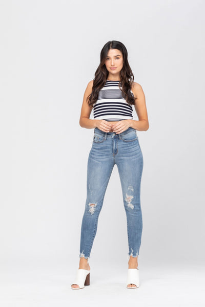 Judy Blue Jeans Fray Hem Skinny