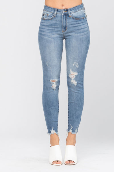 Judy Blue Jeans Fray Hem Skinny
