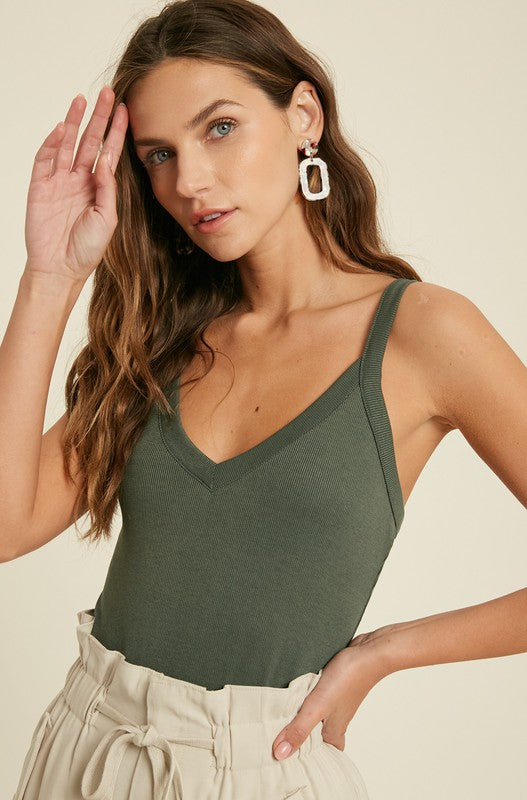 Green Casual Knit Tank Top Camisole