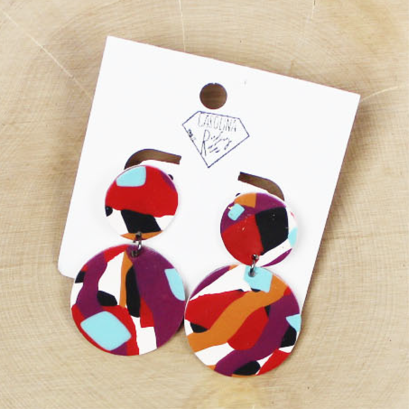 Vibrant Abstract Dangle Handmade Clay Earrings