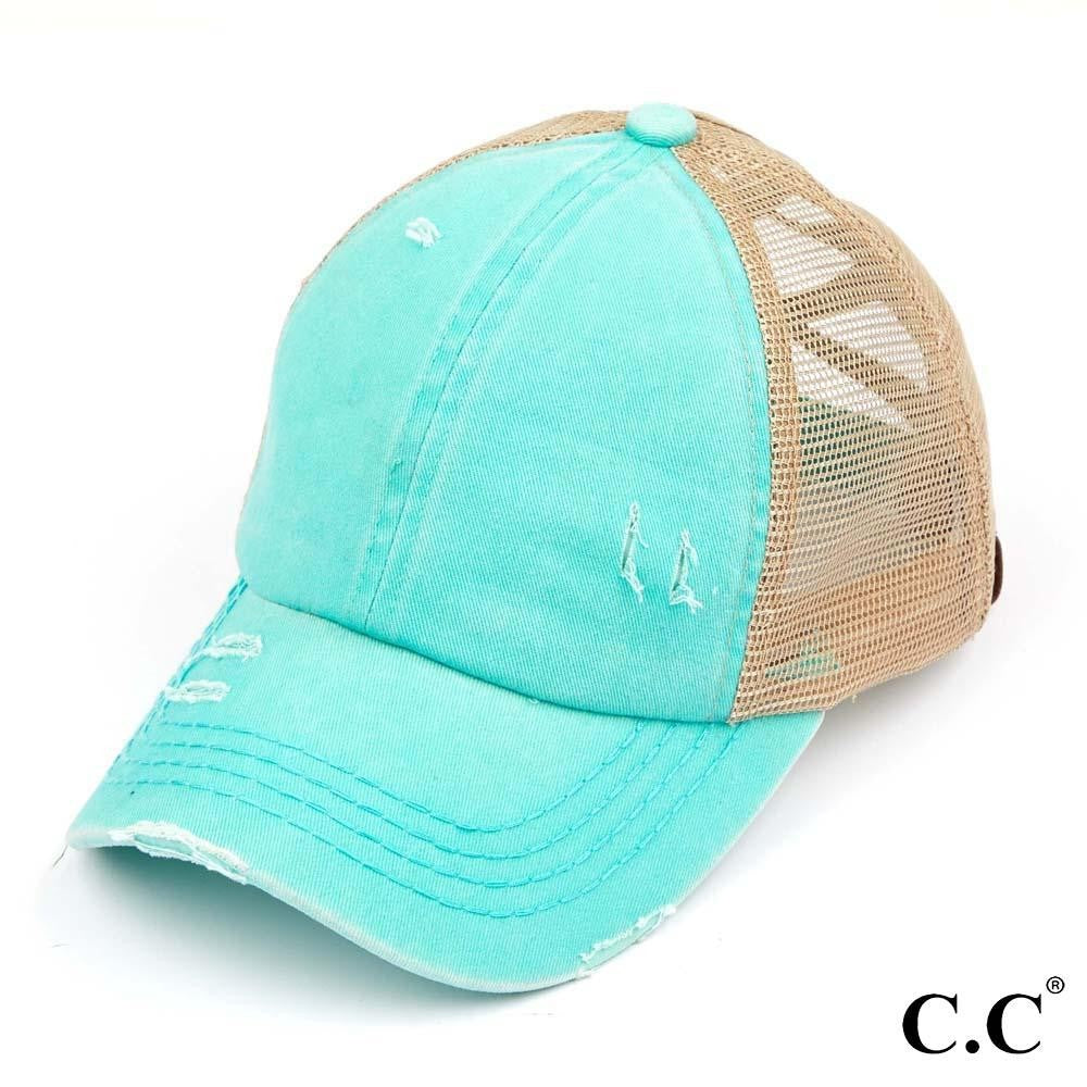 Authentic CC Brand Criss Cross Ponytail Ball Cap in Mint