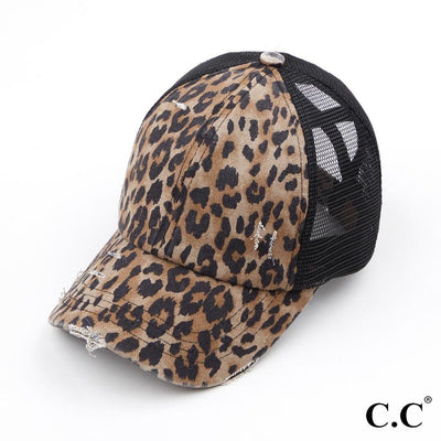 Authentic CC Brand Leopard Criss Cross Pony Tail Ballcap