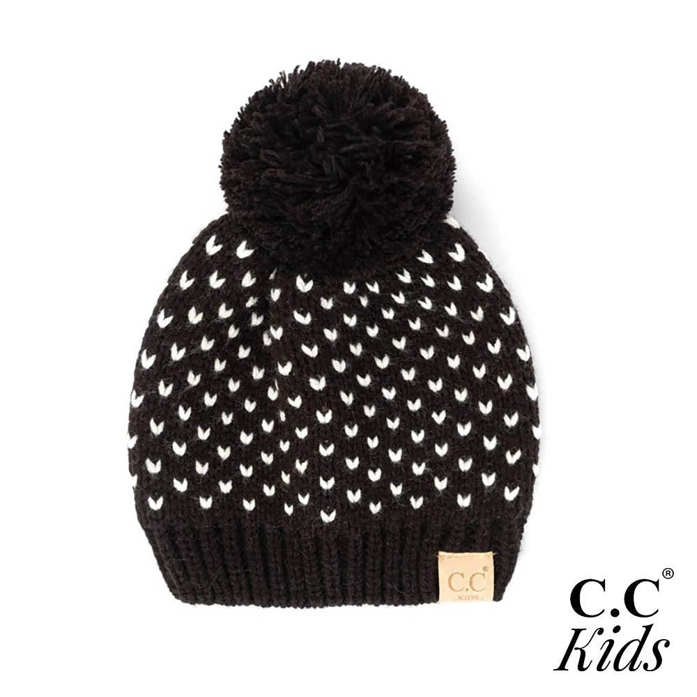 Black Chenille Knit CC Kids Beanie