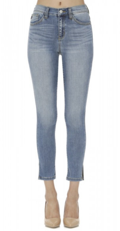 Judy Blue Jeans Medium Blue Side Slit Ankle Denim