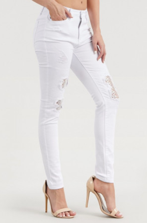 Judy Blue Jeans White Lace Patch Skinny