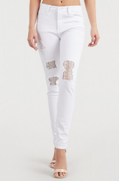 Judy Blue Jeans White Lace Patch Skinny