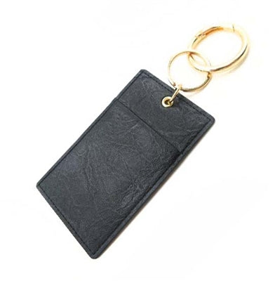 Black Genuine Leather Wallet Key Ring