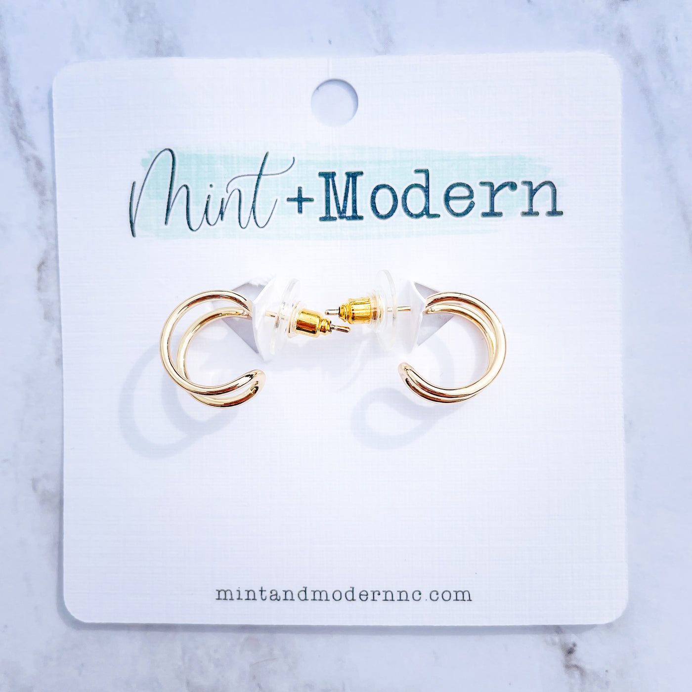 Gold Double Layer Mini Hoop Earrings