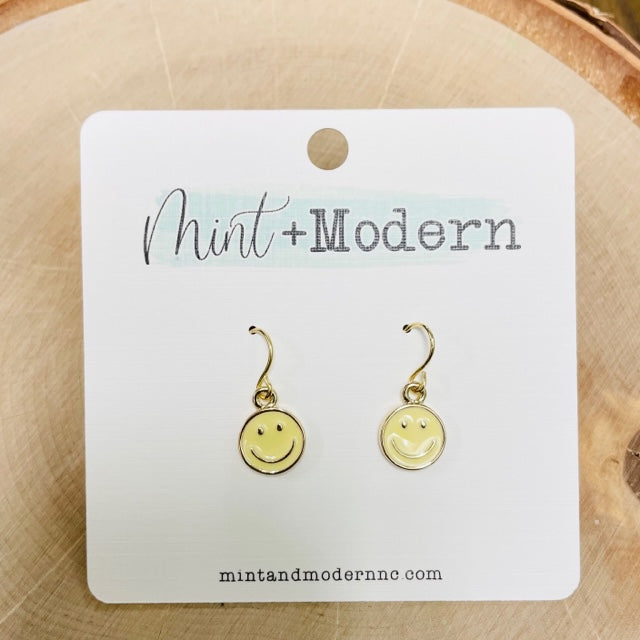 Yellow Epoxy Smile Dangle Earrings