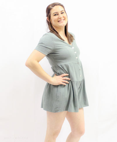 Forest Woven Tiered Romper