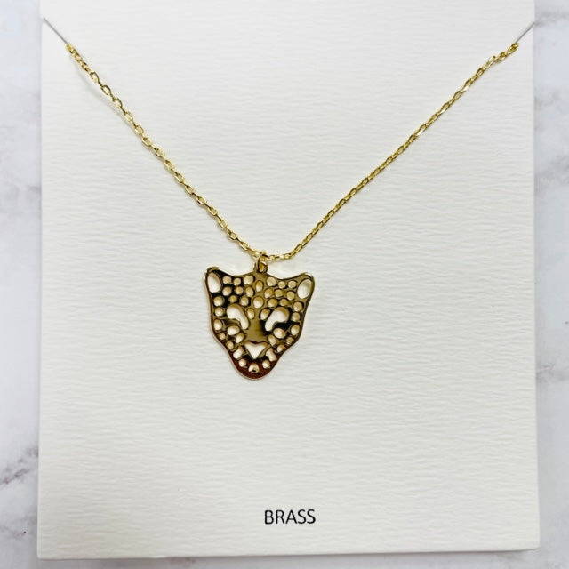 Gold Leopard Head 16" Necklace
