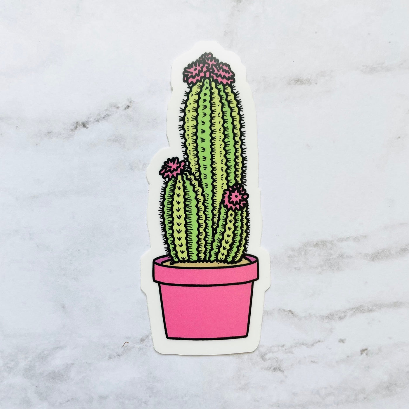 Purple Floral Cactus Aesthetic Sticker