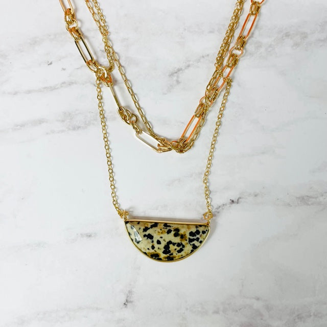 Dalmatian Jasper Stone Wedge Choker Necklace
