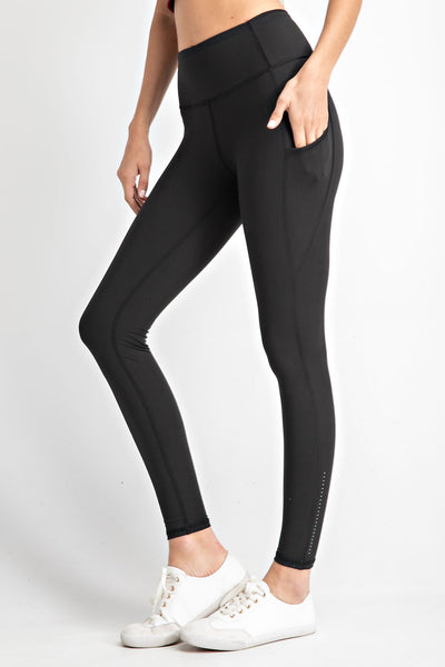 Black Buttery Soft Pocket Leggings with Reflectors
