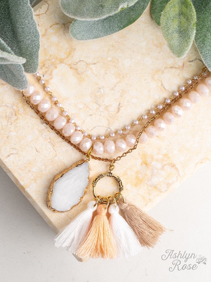 Graceful as Can Be Beaded Necklace with Stone Pendant