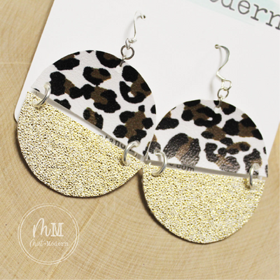 Gold & Leopard Vegan Leather Handmade Earrings