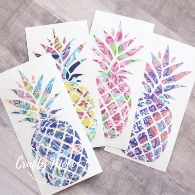 Preppy Pattern Print Pineapple Decal 5" - Pineapple Decal