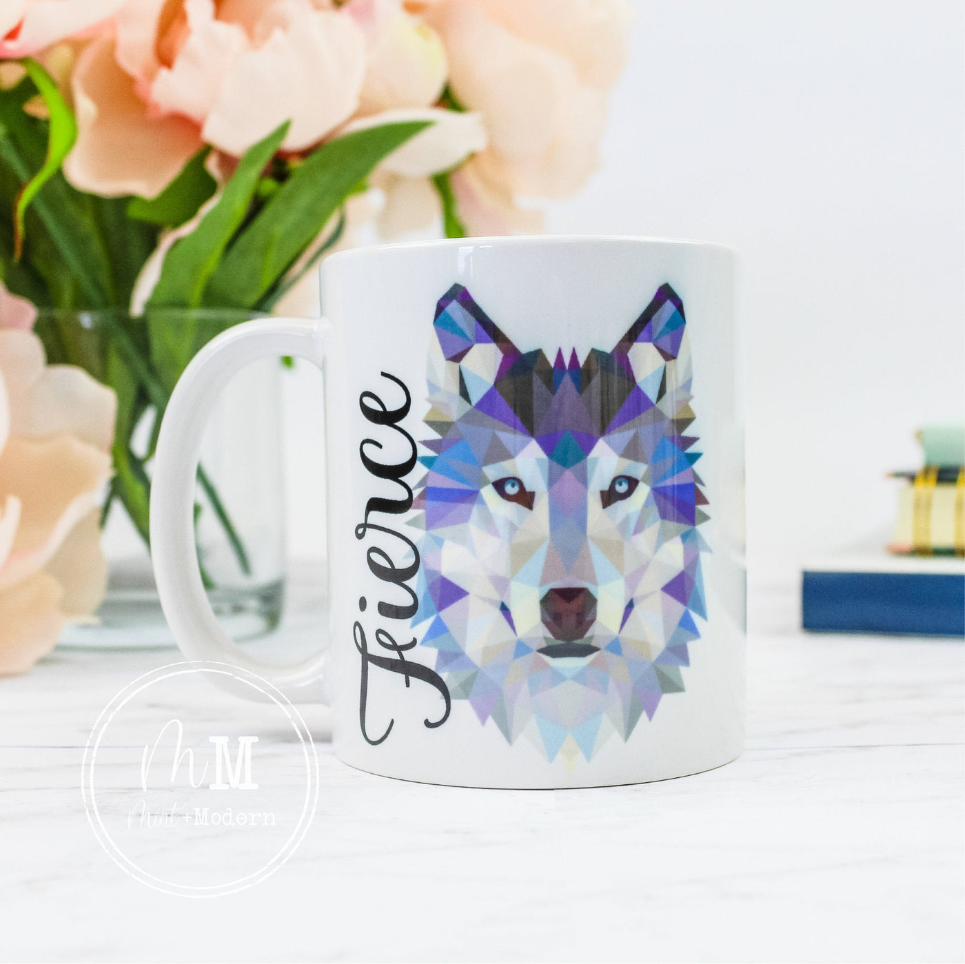 Geometric Wolf Ceramic Coffee Mug 11oz