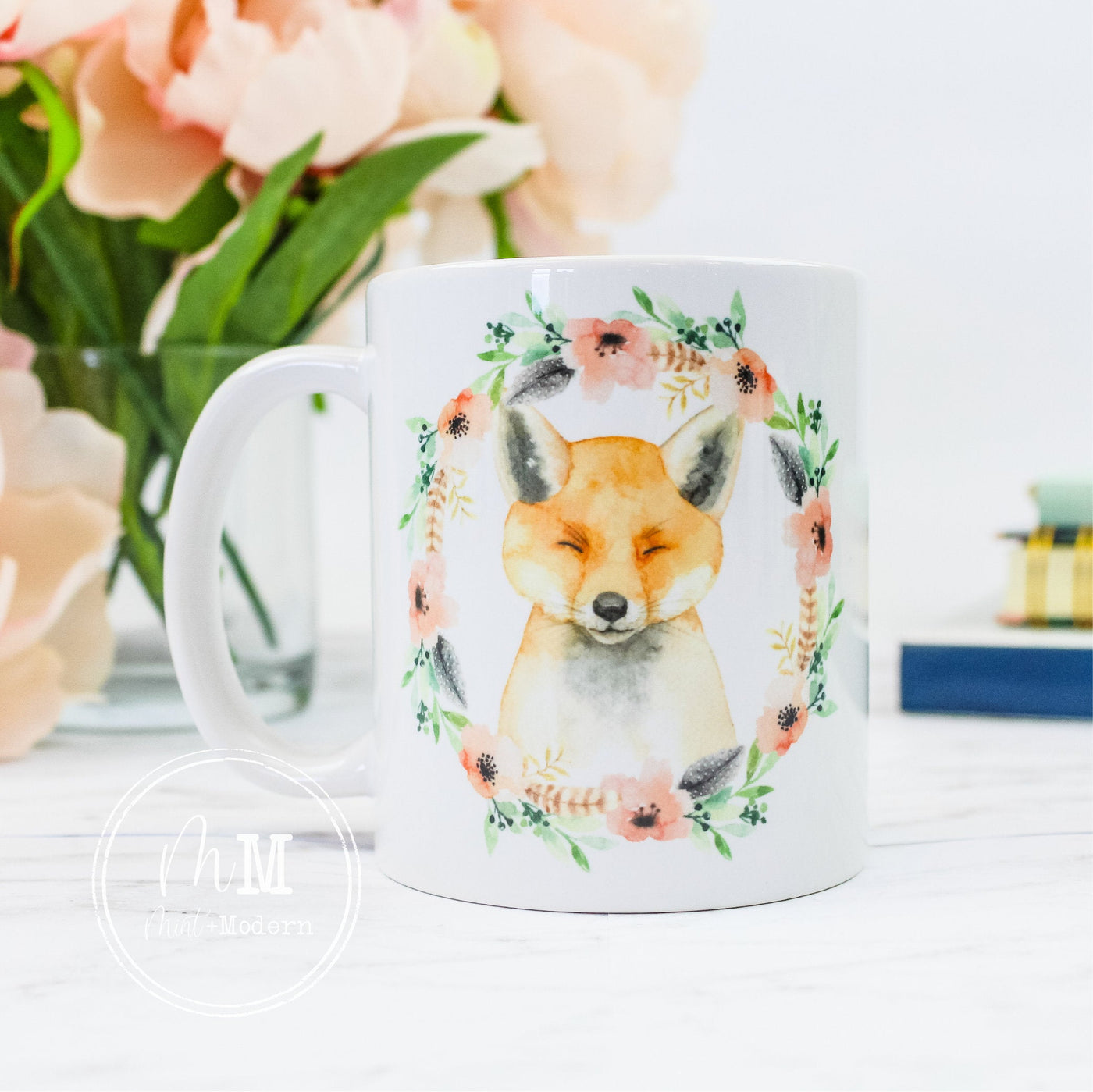 Floral Fox Ceramic Coffee Mug 11oz