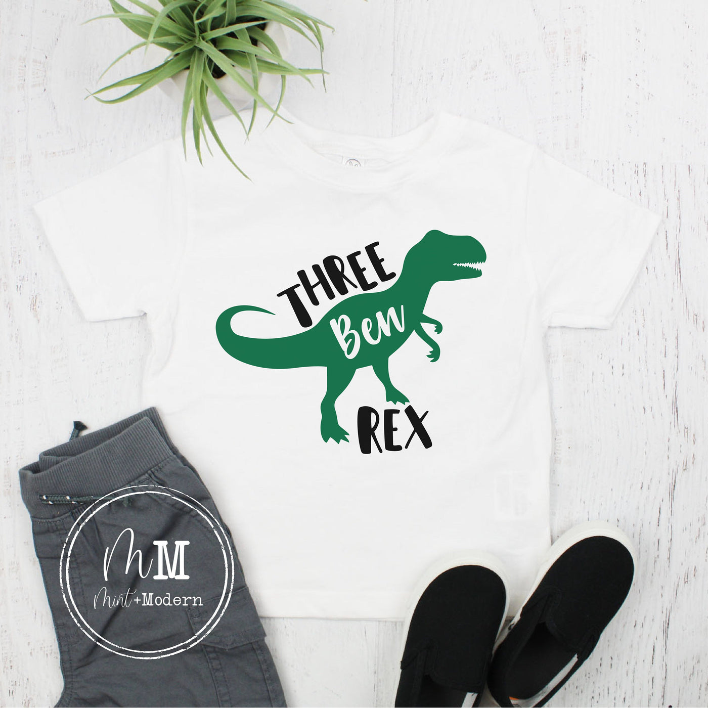 Three Rex Dinosaur Toddler Boy's Birthday Shirt