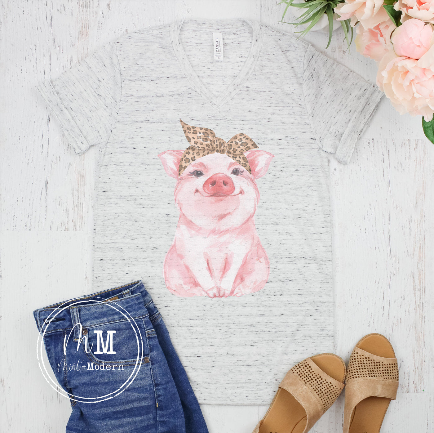 Pig in Bandana Shirt - Pig Shirt - Farm Shirt - Cute Pig Shirt