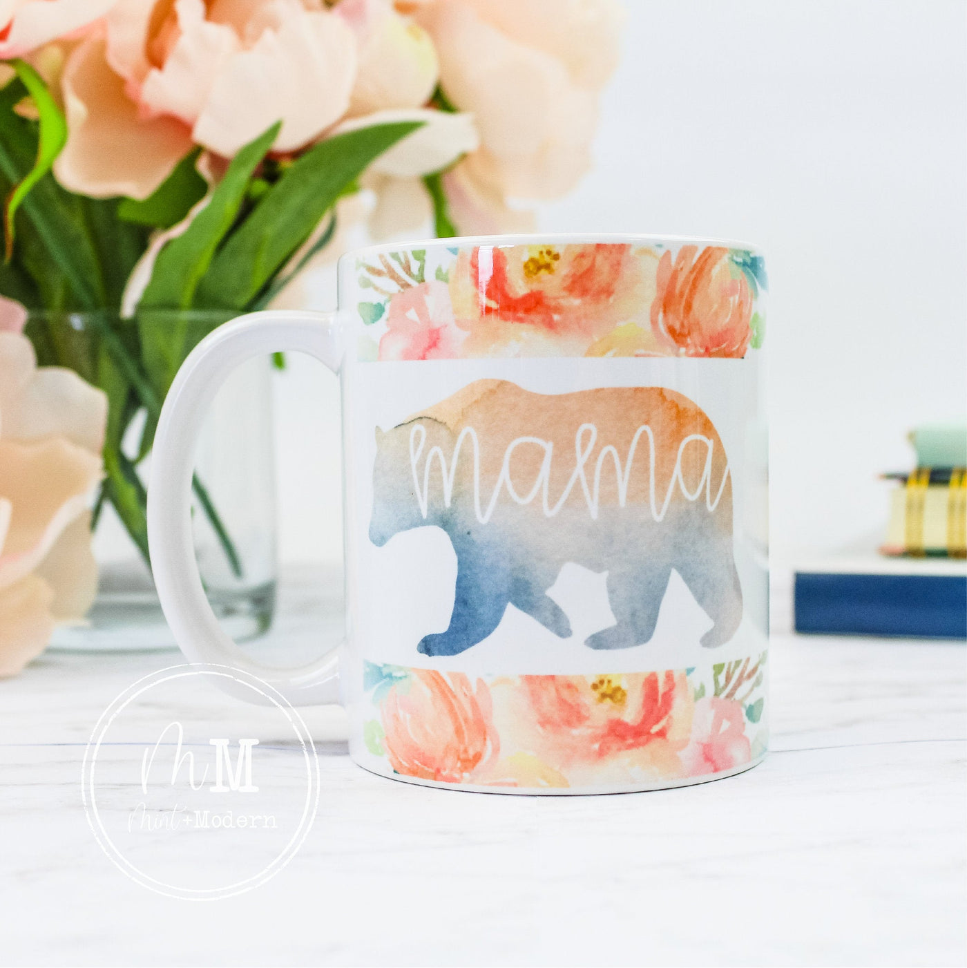 Mama Bear Floral Ceramic Coffee Mug 11oz