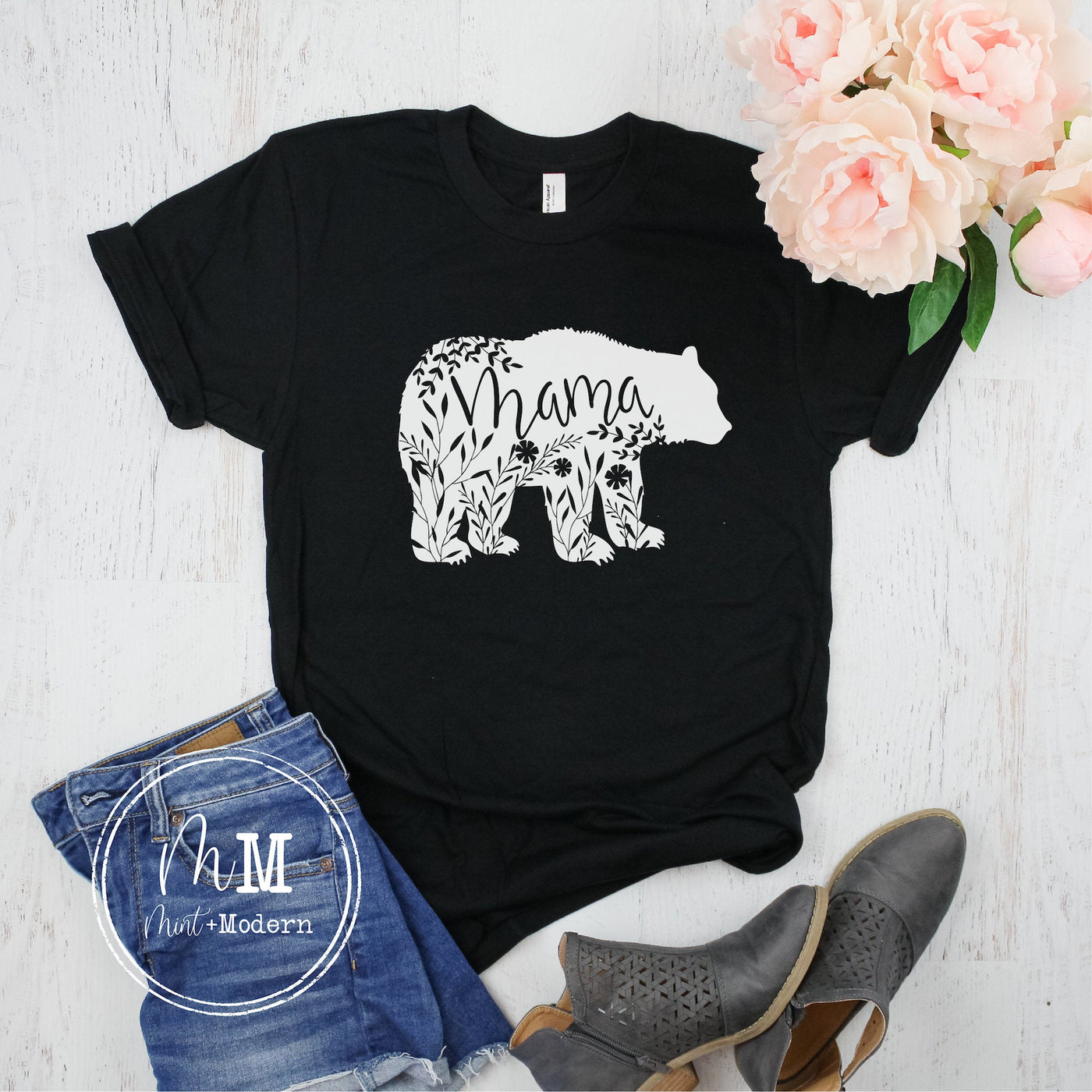 Floral Mama Bear Tee Shirt - Unisex Soft Shirt