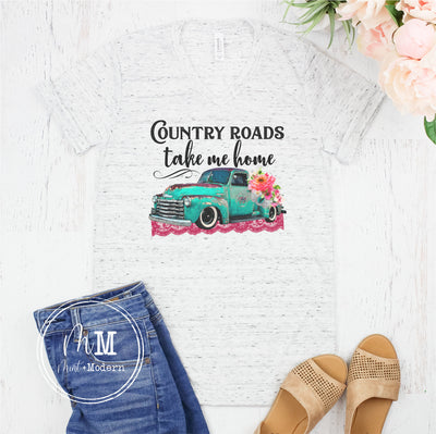 Country Roads Take Me Home Shirt - Vintage Truck Shirt - Full Color Shirt