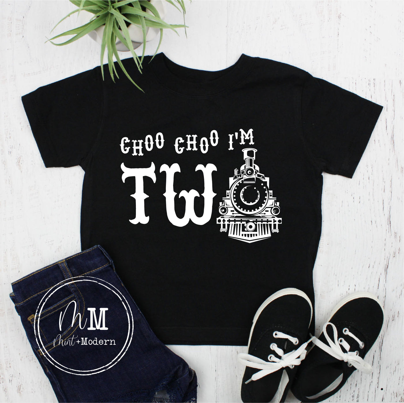 Choo Choo I'm Two Train Toddler Boy's Birthday Shirt