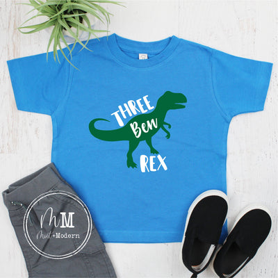 Three Rex Dinosaur Toddler Boy's Birthday Shirt