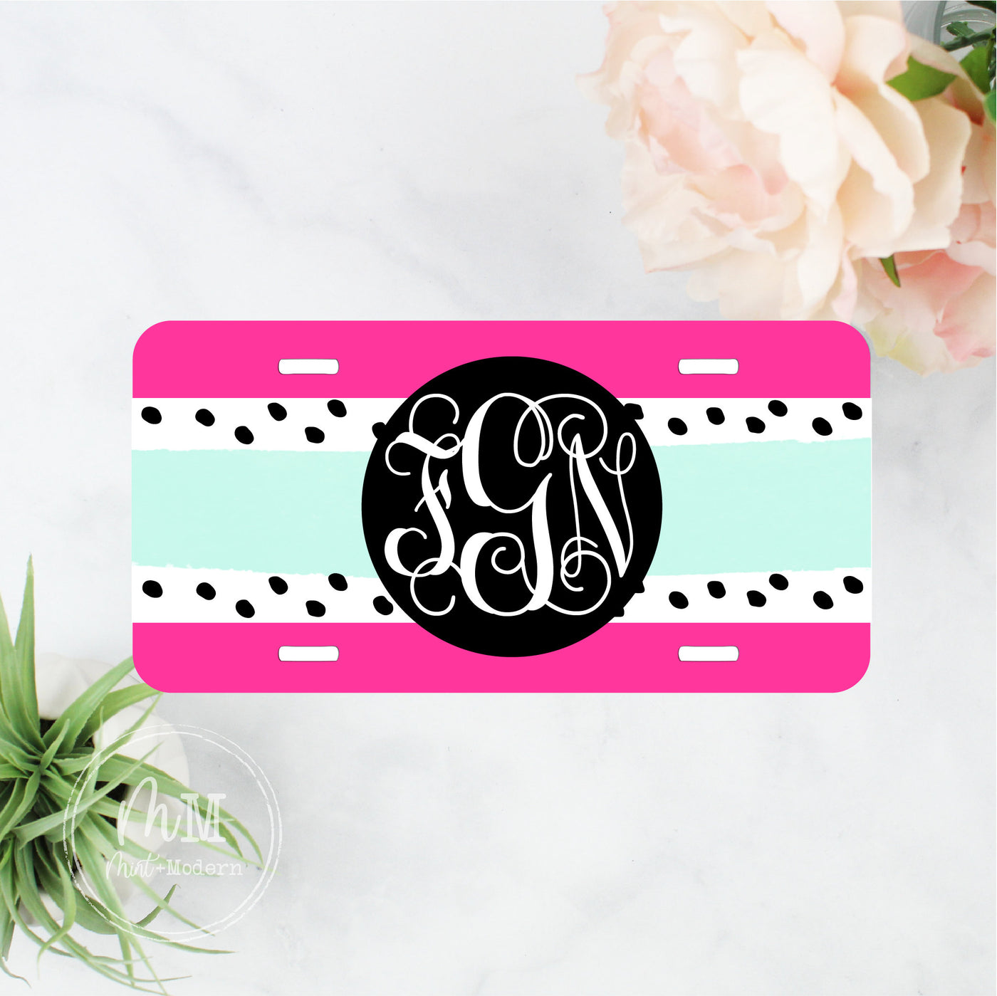 Retro Monogram Front License Plate