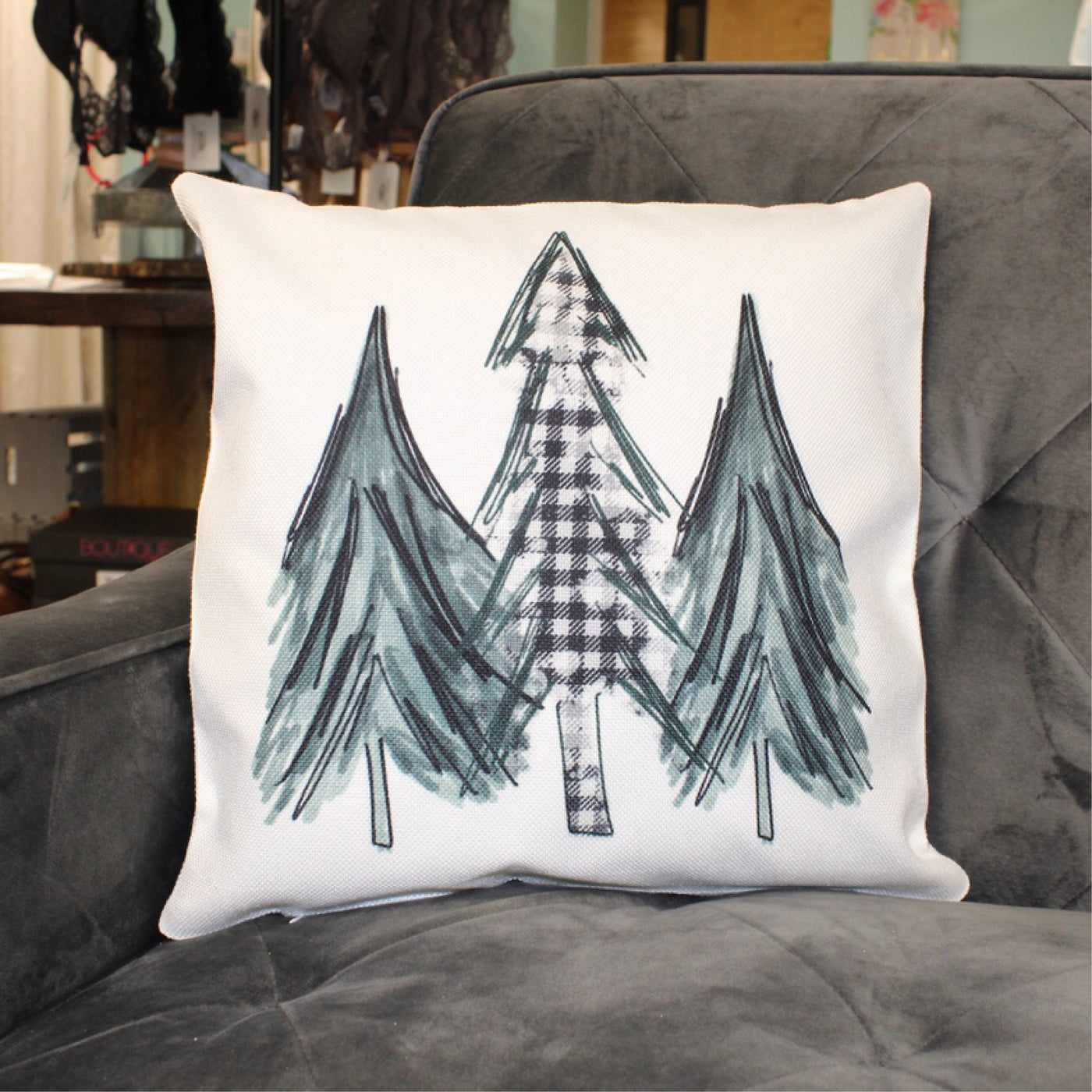 Watercolor Christmas Trees 16x16 Throw Pillow