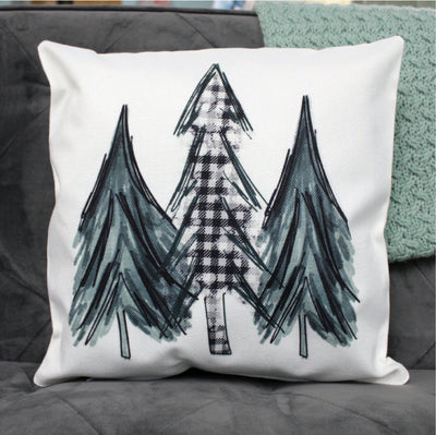 Watercolor Christmas Trees 16x16 Throw Pillow
