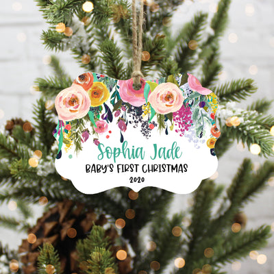 Baby's First Christmas Aluminum Scalloped Christmas Ornament