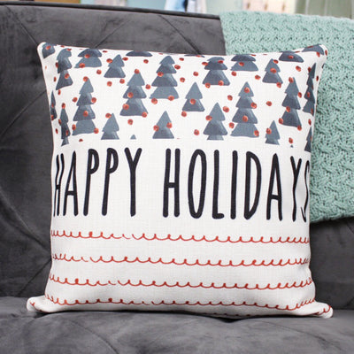 Happy Holidays Christmas 16x16 Throw Pillow