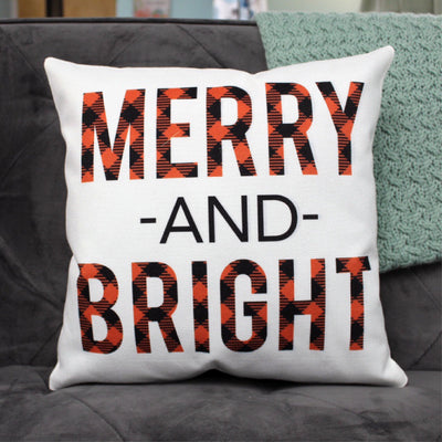 Merry and Bright Christmas 16x16 Throw Pillow