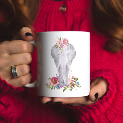 Floral Elephant Ceramic Coffee Mug 11oz