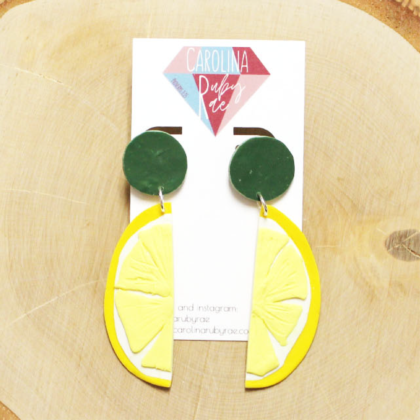 Lemon Slice Dangles Handmade Clay Earrings