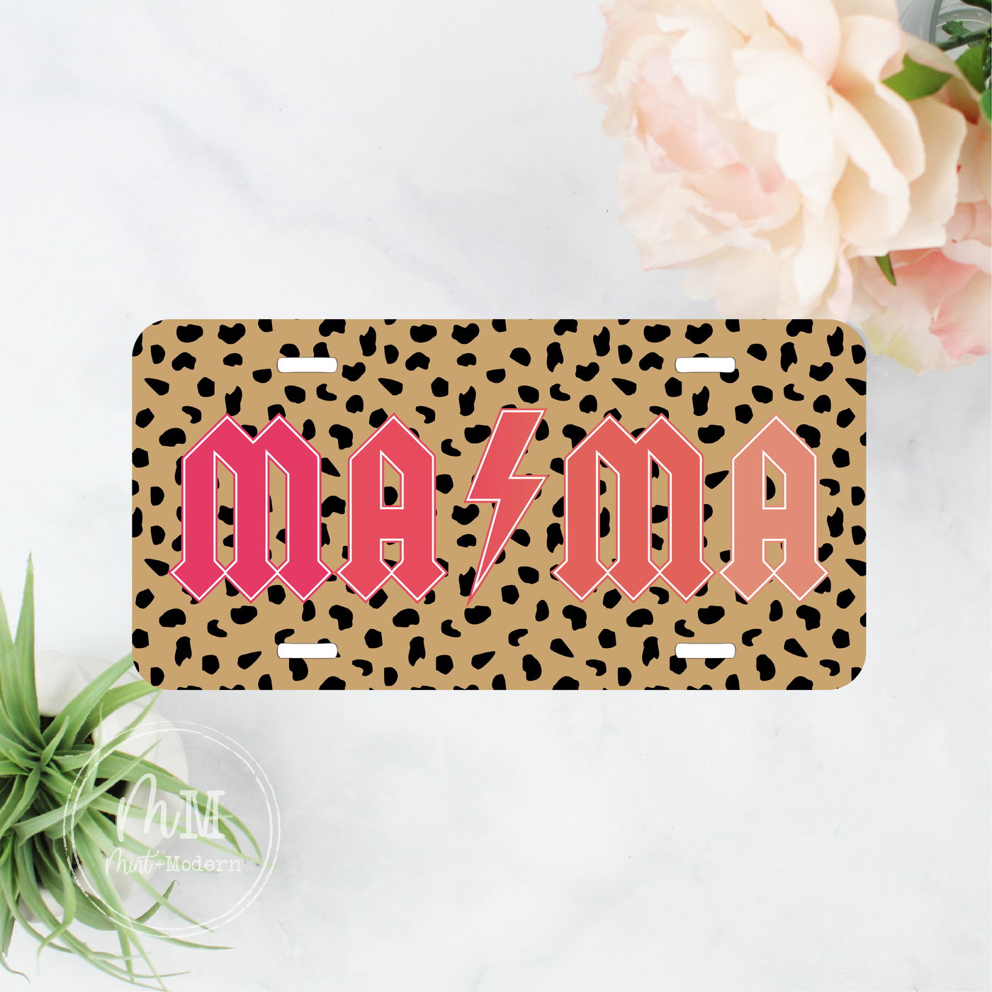 Heavy Metal Mama Leopard Spot Front License Plate