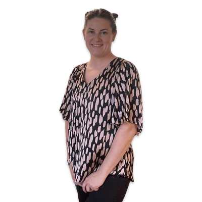 Black Mocha Abstract Patterned Blouse