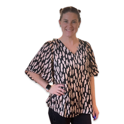 Black Mocha Abstract Patterned Blouse