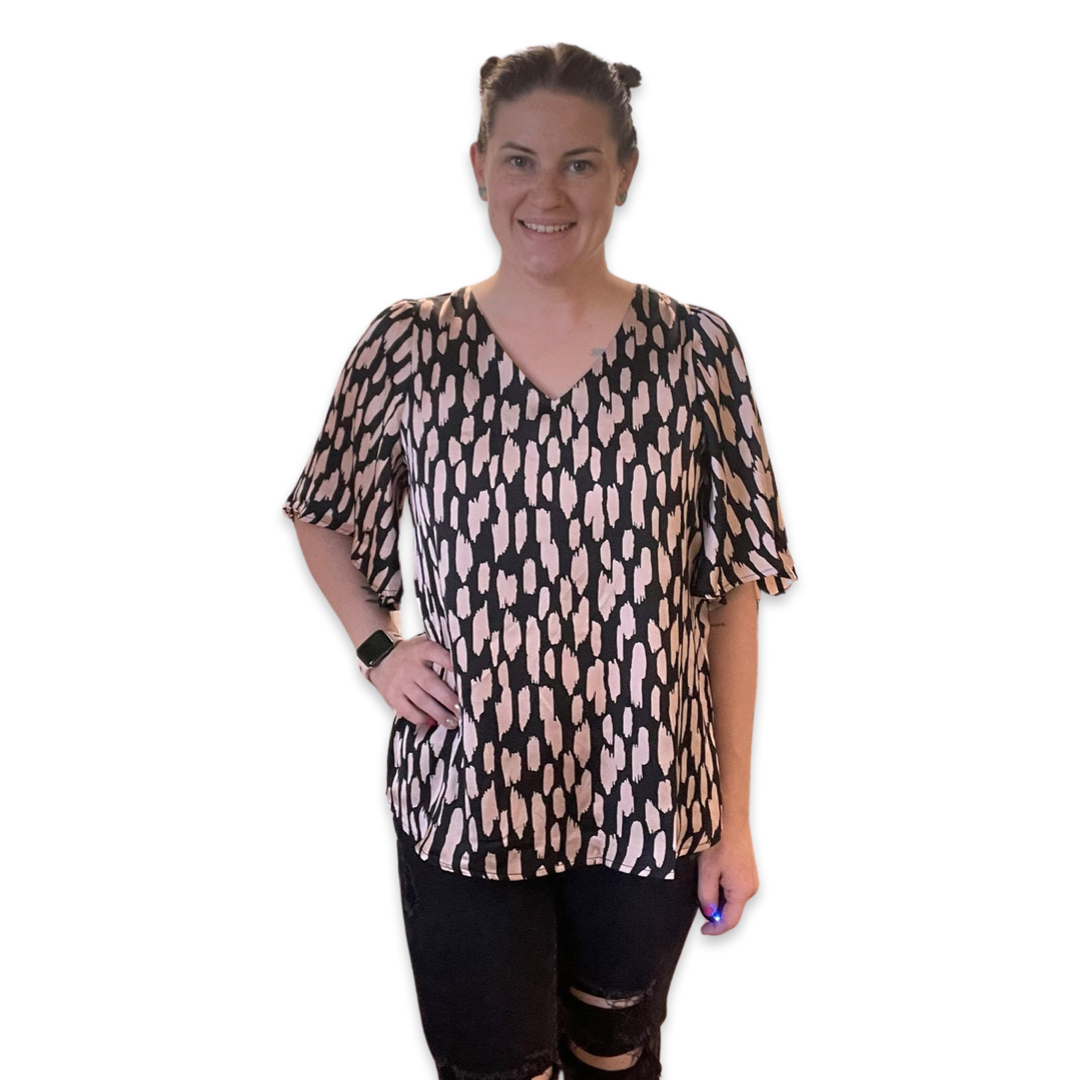 Black Mocha Abstract Patterned Blouse